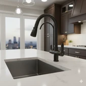 Arıtmalı Spiralli Pull-out Mutfak Bataryası Siyah Renk Musluk Armatür thumbnail 1