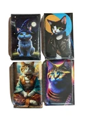 Kedi Resimli Puffy Spiralli Defter - Çizgili - 13*21 (1 Adet Asorti) thumbnail 1