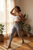 Kadın Beyaz Tek Omuzlu Çapraz Askılı Crop Top Büstiyer thumbnail 8