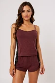 Kadın Bordo Dantelli Şortlu Gecelik Takım - Modern, Konforlu ve Günlük Kombinlere Uygun thumbnail 1