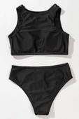 Kadın Siyah Tül Detaylı Yüksek Bel Sütyen Takımı - Modern, Konforlu ve Günlük Kombinlere Uygun thumbnail 4