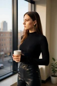 Kadın Siyah Parmak Detaylı Esnek Uzun Kollu Body thumbnail 6