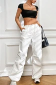 Kadın Lacivert Göğüs Dekolteli Uzun Kollu Cut Out Crop Top Bluz thumbnail 6