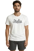 Zarif El Yazısı ''Italia'' ve Minimal Bayrak Baskılı Tasarım Premium Erkek Tişört thumbnail 1
