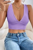 Kadın Lila Çapraz Sırt Detaylı Şık Crop Top Büstiyer thumbnail 4