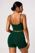 Kadın Yeşil Şortlu Kaşkorse Gecelik Takım - Modern, Konforlu ve Günlük Kombinlere Uygun thumbnail 5