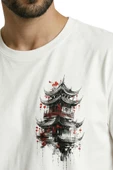 Mistik Uzak Doğu Pagoda ve Kırmızı Fenerler Baskılı Premium Erkek Tişört thumbnail 7