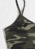 Kadın Kamuflaj Desenli Askılı Crop Top ve Şortlu Gecelik Takım thumbnail 4