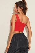 Kadın Kırmızı Tek Omuz Crop Büstiyer - Modern ve Şık Tasarım thumbnail 5
