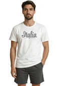 Zarif El Yazısı ''Italia'' ve Minimal Bayrak Baskılı Tasarım Premium Erkek Tişört thumbnail 6