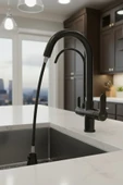 Arıtmalı Spiralli Pull-out Mutfak Bataryası Siyah Renk Musluk Armatür thumbnail 3