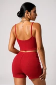 Kadın Kırmızı Şortlu Kaşkorse Gecelik Takım - Modern, Konforlu ve Günlük Kombinlere Uygun thumbnail 3