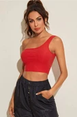 Kadın Kırmızı Tek Omuz Crop Büstiyer - Modern ve Şık Tasarım thumbnail 2