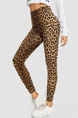 Kadın Leopar Desenli Yüksek Bel Dar Kesim Esnek Tayt - Modern ve Şık Tasarım thumbnail 3