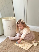 Bej Rengi Nakışlı Tavşan Desenli 3'lü Sepet Seti thumbnail 1