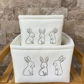 Bej Rengi Nakışlı Tavşan Desenli 3'lü Sepet Seti thumbnail 4