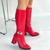 Mooni Kırmızı Cilt Topuklu Çizme thumbnail 4