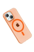 Fuchsia Apple iPhone 14 PC Blank Magsafe Uyumlu Kapak - Turuncu thumbnail 3