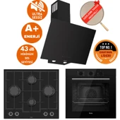 Ferre FlowArt&SilentArt  London Sessiz Yeni Seri Siyah Ankastre  Set ( D077-SA + QBL62CS + LN385 ) thumbnail 1