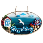 Sahil Kasabası Hoşgeldiniz Yazılı El Yapımı Kapı Süsü thumbnail 1