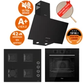 Ferre FlowArt&SilentArt  Viano Sessiz Yeni Seri Siyah Ankastre  Set ( D086-SA + QBL62CS + SS205) thumbnail 1