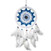 Petrol Mavisi Nazar Motifli Kuş Tüylü Duvar Süsü thumbnail 4