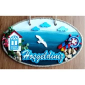 Sahil Kasabası Hoşgeldiniz Yazılı El Yapımı Kapı Süsü thumbnail 3