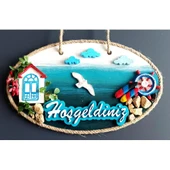 Sahil Kasabası Hoşgeldiniz Yazılı El Yapımı Kapı Süsü thumbnail 2