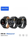 HainoTeko RW-58 Siyah AMOLED Ekran Akıllı Saat Su Geçirmez BT Aramalı + 3'lü Kordon thumbnail 2