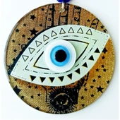 Nazar Boncuklu Göz Desenli Füzyon Cam Duvar Süsü thumbnail 1