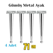 Krom 4 ADET SET 71 cm Gümüş Metal Ayak Sehpa Masa Ayağı Oynar Taban Mobilya Destek Yükseltici Modeli thumbnail 2