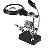 Masa Üstü Mandallı 2.5X90 Mm 7.5X34 Mm Mercekli Adaptörlu Işıklı Büyüteç thumbnail 1