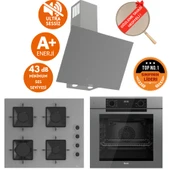 Ferre FryArt & SilentArt LASE Yeni Seri Sessiz Antrasit Gri Ankastre Set (D079-SA+ QEP63CPR +SS208) thumbnail 1