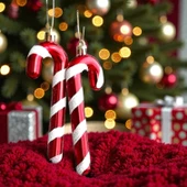 YILBAŞI AĞACI SÜSÜ 6 ADET BASTON SÜS 13 CM SİMLİ PARLAK NOEL AĞACI SÜSLERİ thumbnail 1