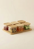 Quatro Bambu Vakumlu Kapaklı Tepsili 6’lı Cam Kahvaltılık thumbnail 3