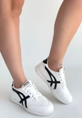 Zlay Beyaz Cilt Siyah Detaylı Bağcıklı Spor Ayakkabı thumbnail 3