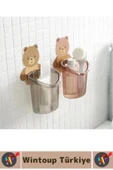 Dayanıklı Asılabilir Kolay Montaj Mutfak Banyo Küçük Eşya Çocuk Odası Sevimli Ayı Figürlü Organizer thumbnail 3