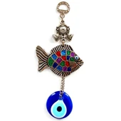 Mavi Nazar Boncuklu Balık Figürlü Mini Balık Duvar Süsü thumbnail 1