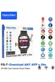 HainoTeko FG-7 Siyah 5G Sim Kartlı Full Android Akıllı Saat GPS Wi-Fi Kameralı + Deri ve Silikon Kordon thumbnail 2