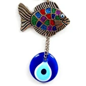 Mavi Nazar Boncuklu Balık Figürlü Mini Balık Duvar Süsü thumbnail 3