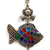 Mavi Nazar Boncuklu Balık Figürlü Mini Balık Duvar Süsü thumbnail 2