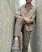 Knack Yüksek Taban Günlük Ayakkabı 044 Gri Süet (Yeşil Taban) thumbnail 2