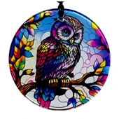 Dalda Baykuş Desenli 12 Cm Füzyon Cam Duvar Süsü thumbnail 1