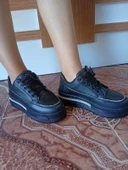 Kadın Yüksek Taban Rahat Şık Günlük Spor Ayakkabı Siyah Renk thumbnail 4