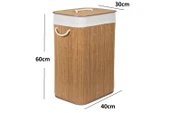 Bambu Kirli Çamaşır Sepeti Dikdörtgen Büyük Boy Kirli Sepeti Katlanır thumbnail 4