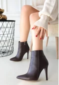 Blan Kahverengi Cilt Topuklu Bot thumbnail 2