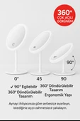 Profesyonel LED Makyaj Aynası – Dokunmatik, 3 Işık Modu, Şarjlı 360° Ayarlanabilir Ayna Beyaz thumbnail 7