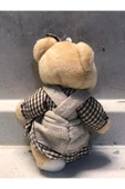 Sevimli Elbiseli Tulumlu Ayıcık Peluş Oyuncak Anahtarlık Uyku Arkadaşı Hediyelik 12 CM thumbnail 2