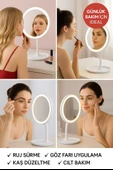 Profesyonel LED Makyaj Aynası – Dokunmatik, 3 Işık Modu, Şarjlı 360° Ayarlanabilir Ayna Beyaz thumbnail 5