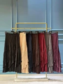 Sentez 5475 Viola Parçalı Kırıştırma Etek - KAHVE thumbnail 1